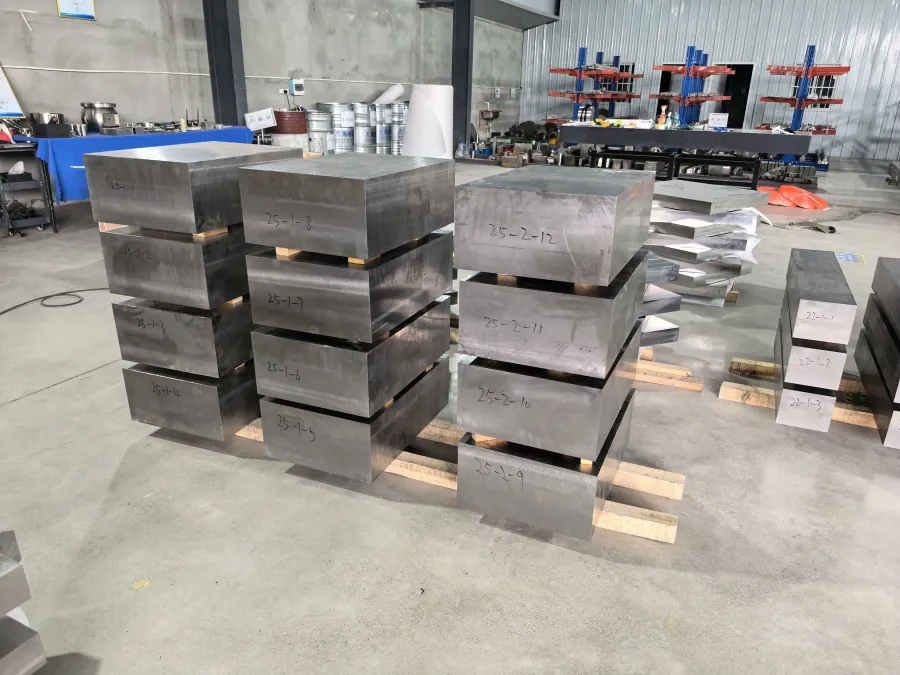 Titanium blocks marked with material identification