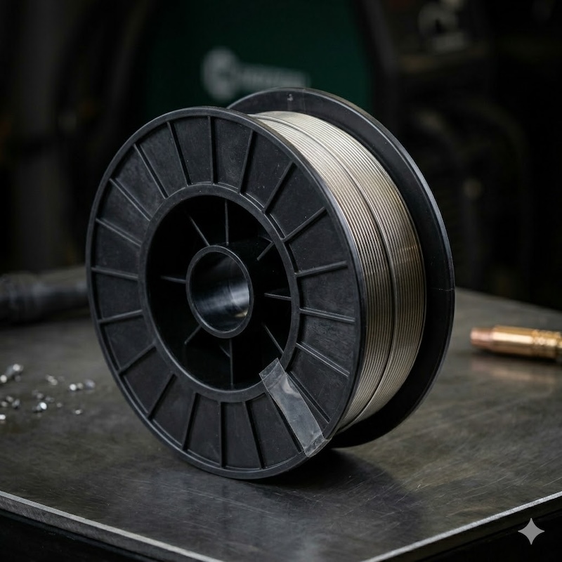Titanium MIG welding wire on heavy-duty black spool, studio product photography showcasing clean finish and professional packaging – Beiyu Titanium