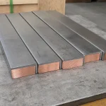 Titanium clad copper bars with copper core and titanium outer cladding