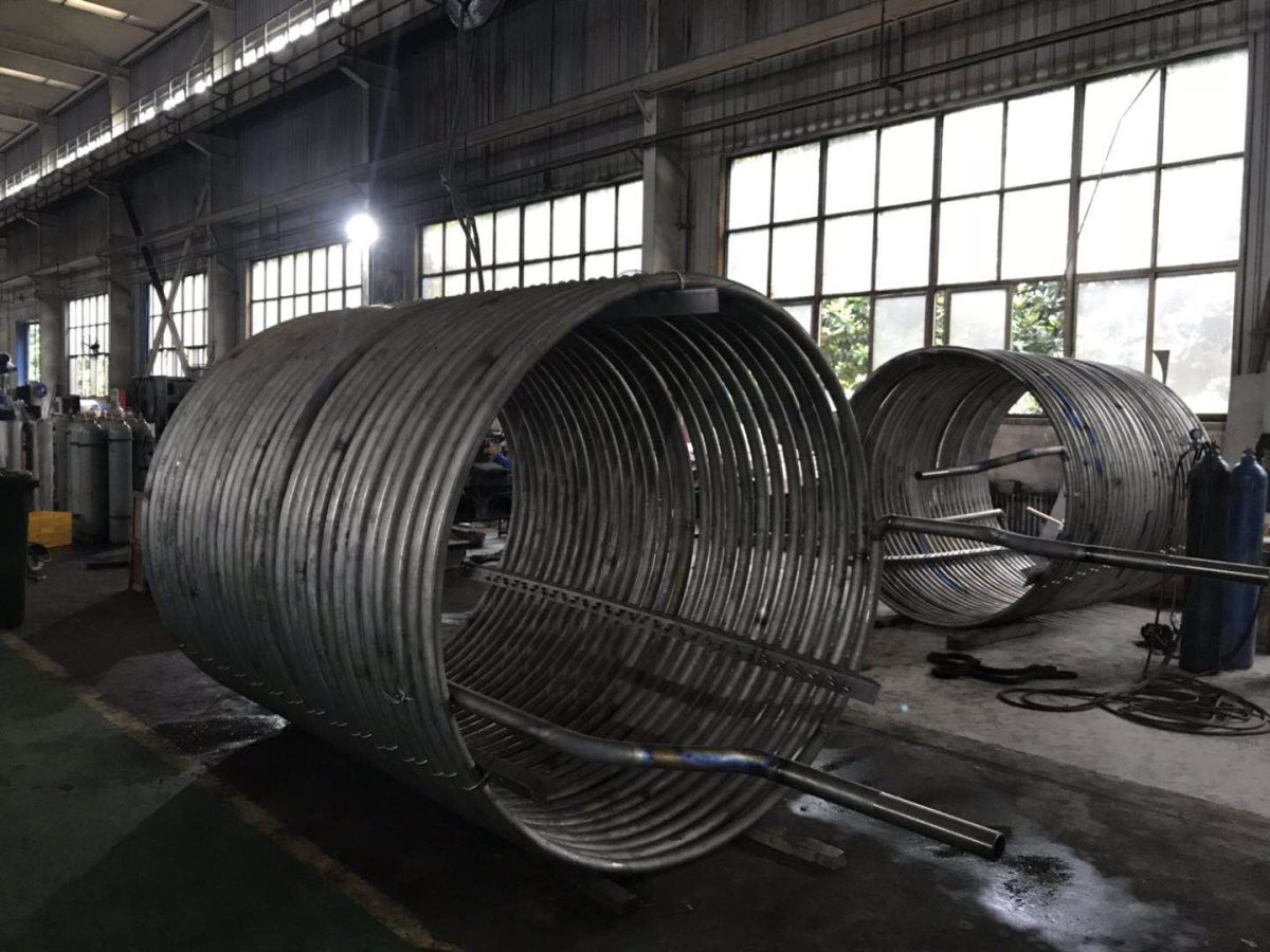 Titanium tubing formed into large factory coils