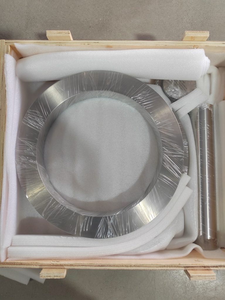 Forged titanium billet and ring slab in export crate