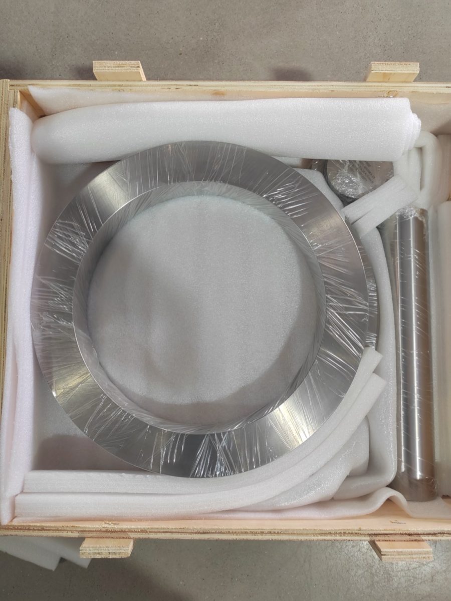 Forged titanium billet and ring slab in export crate