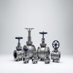 variety of high-performance titanium valves in different sizes and types displayed on clean background for industrial applications