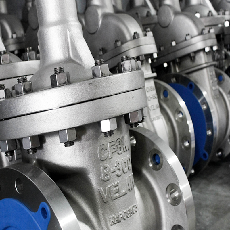 corrosion resistant titanium valve flange connection close-up showing precision machining and metallic surface
