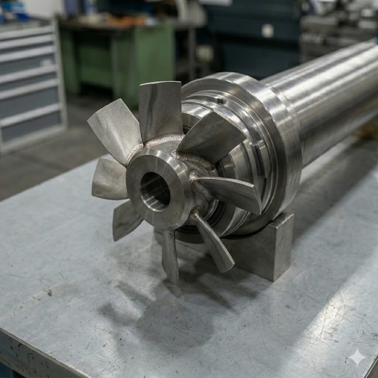 Multiple sizes of custom forged titanium agitator shafts displayed on pallet in manufacturing facility, various lengths Grade 2 to Grade 5 titanium stirring shafts