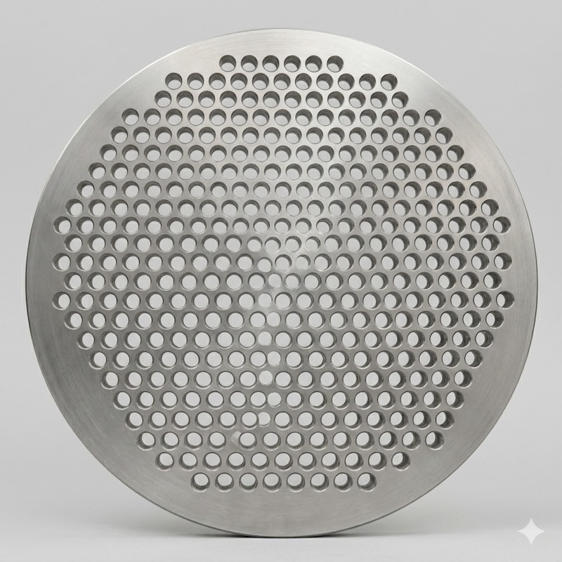 Grade 2 titanium tube sheet with drilled hole pattern for heat exchanger RFQs