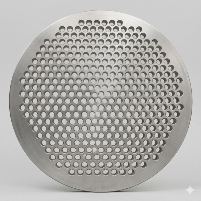 Top view of high-precision Gr2 Titanium Tube Sheet with uniform hole pattern - ASTM B265 Grade 2 Titanium Tubesheet for industrial heat exchangers