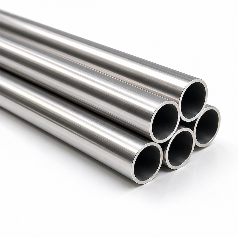 Alloy 825 nickel alloy tube bundle on white background