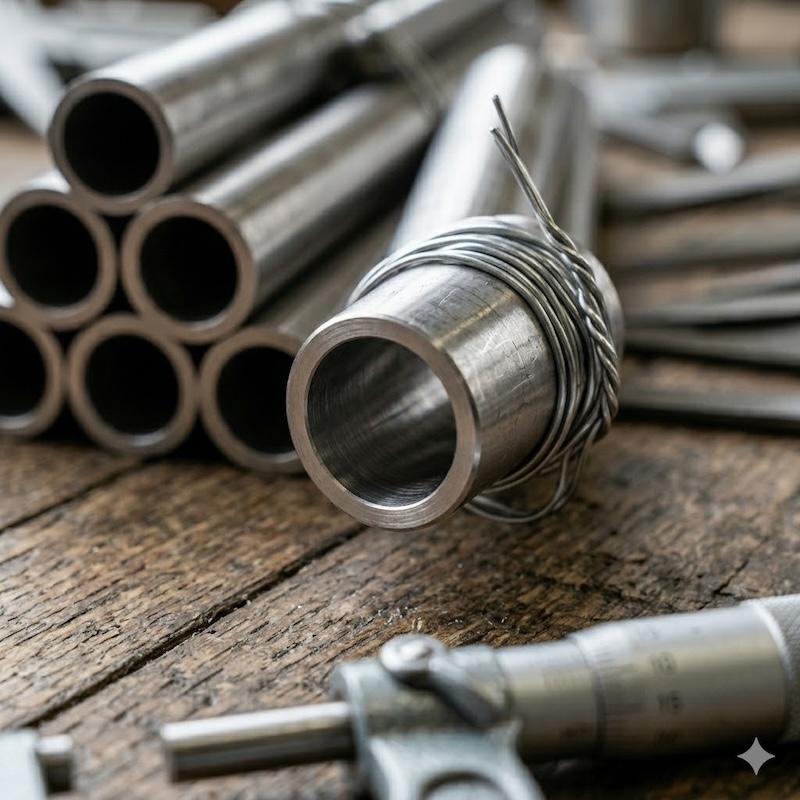 Nickel 201 tube end view showing round profile and internal surface