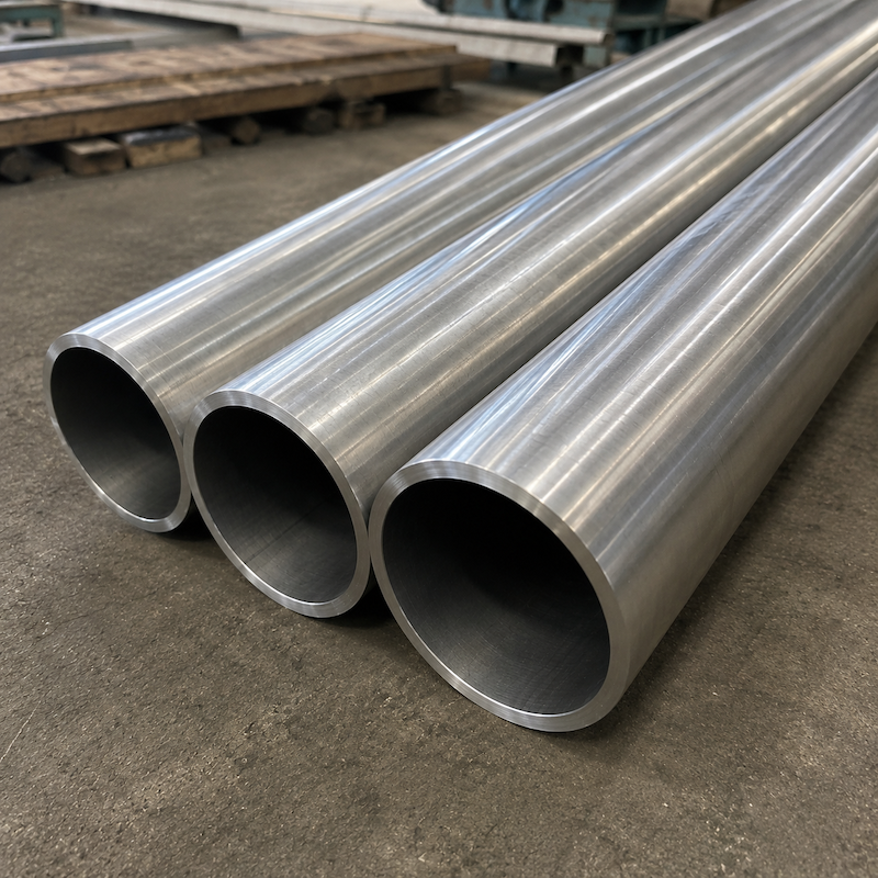 Nickel alloy pipe end view showing wall thickness and round profile