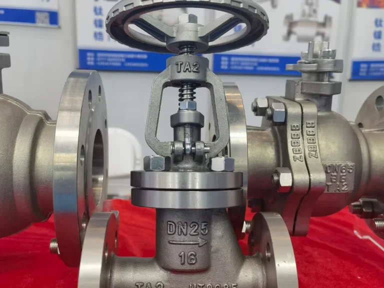 TA2 titanium valve body with flanged ends for chemical and seawater service