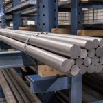 Grade 2 titanium round bars stored on rack supports for ASTM B348 RFQs