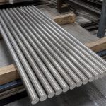 Grade 2 titanium round bars stored on rack supports for ASTM B348 RFQs