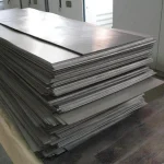 Grade 4 titanium sheets stacked for ASTM B265 RFQ review