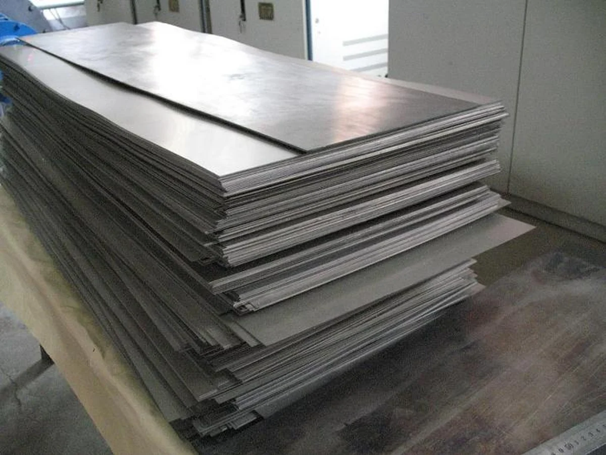 Grade 4 titanium sheets stacked for ASTM B265 RFQ review