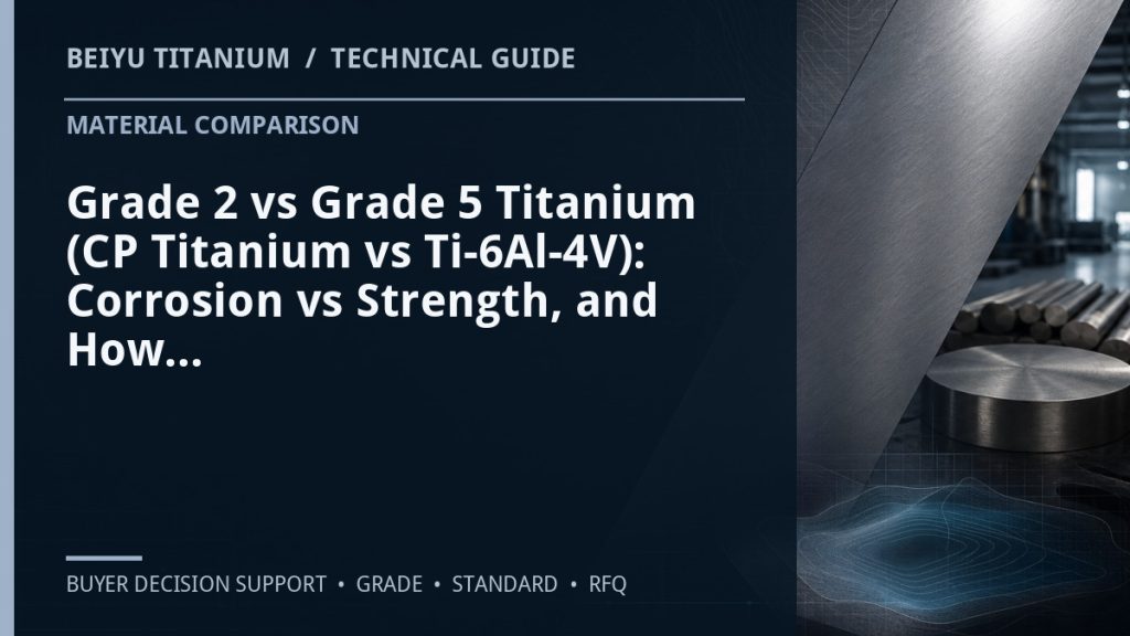 Technical guide cover: Grade 2 vs Grade 5 Titanium (CP Titanium vs Ti-6Al-4V): Corrosion vs Strength, and How to Choose