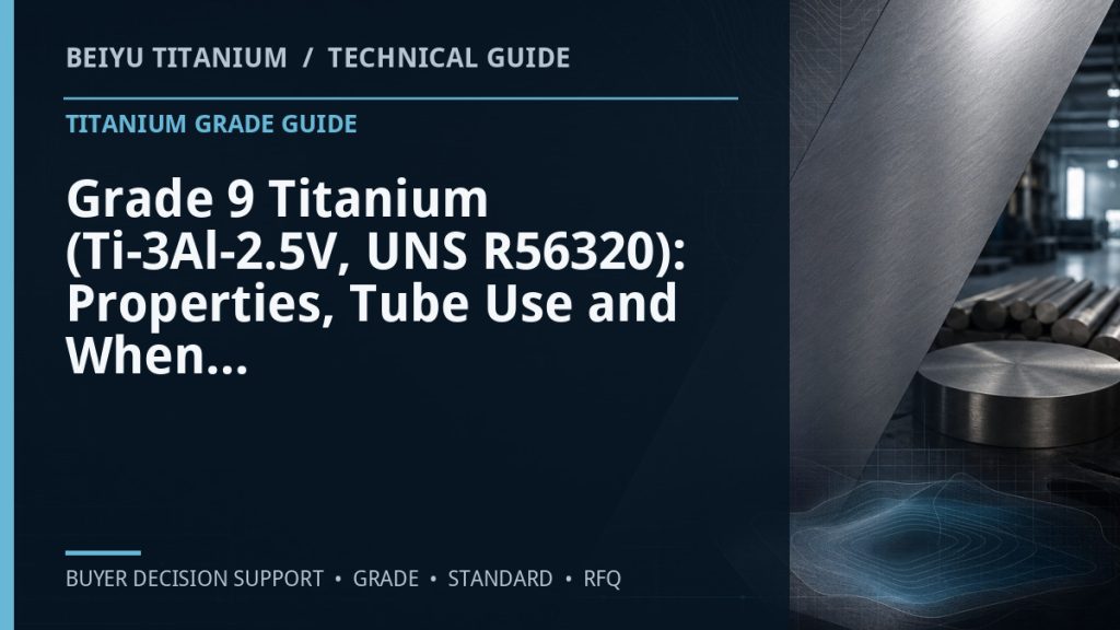 Technical guide cover: Grade 9 Titanium (Ti-3Al-2.5V, UNS R56320): Properties, Tube Use and When to Choose It
