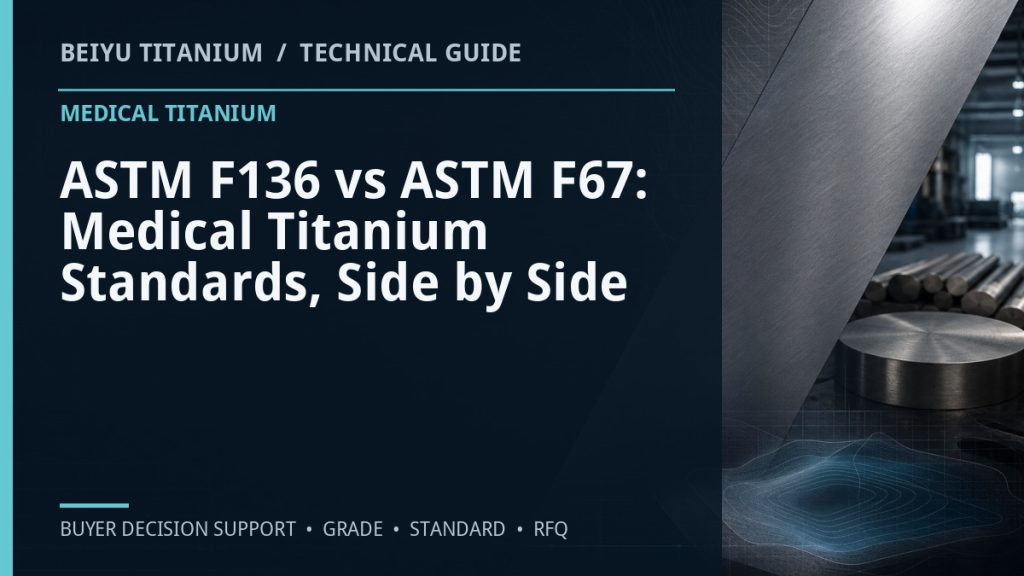 Technical guide cover: ASTM F136 vs ASTM F67: Medical Titanium Standards, Side by Side