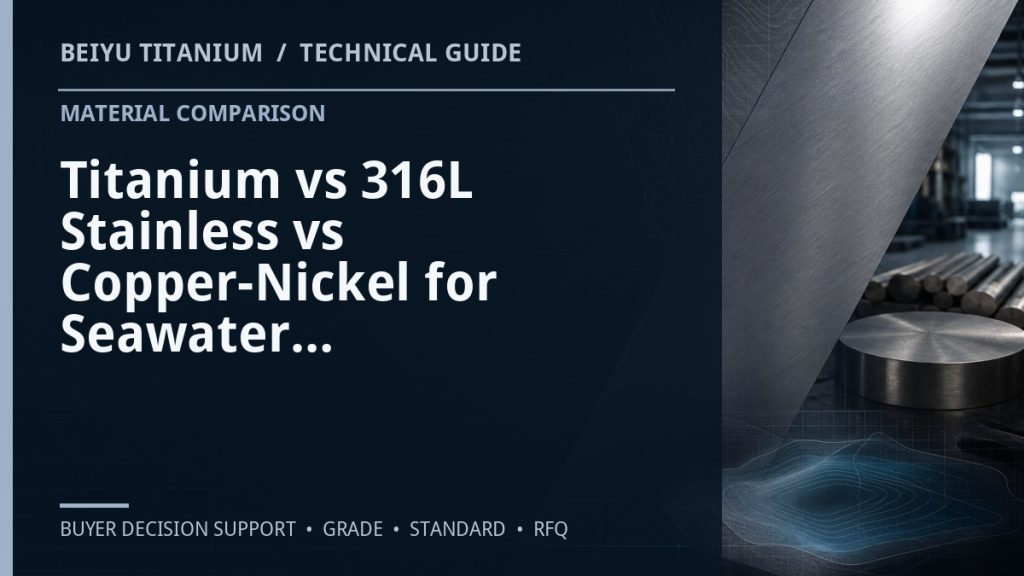 Technical guide cover: Titanium vs 316L Stainless vs Copper-Nickel for Seawater Piping