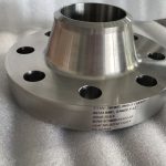 Grade 12 titanium weld neck flange marked ASTM B381, ASME B16.5, heat number RYXF122614