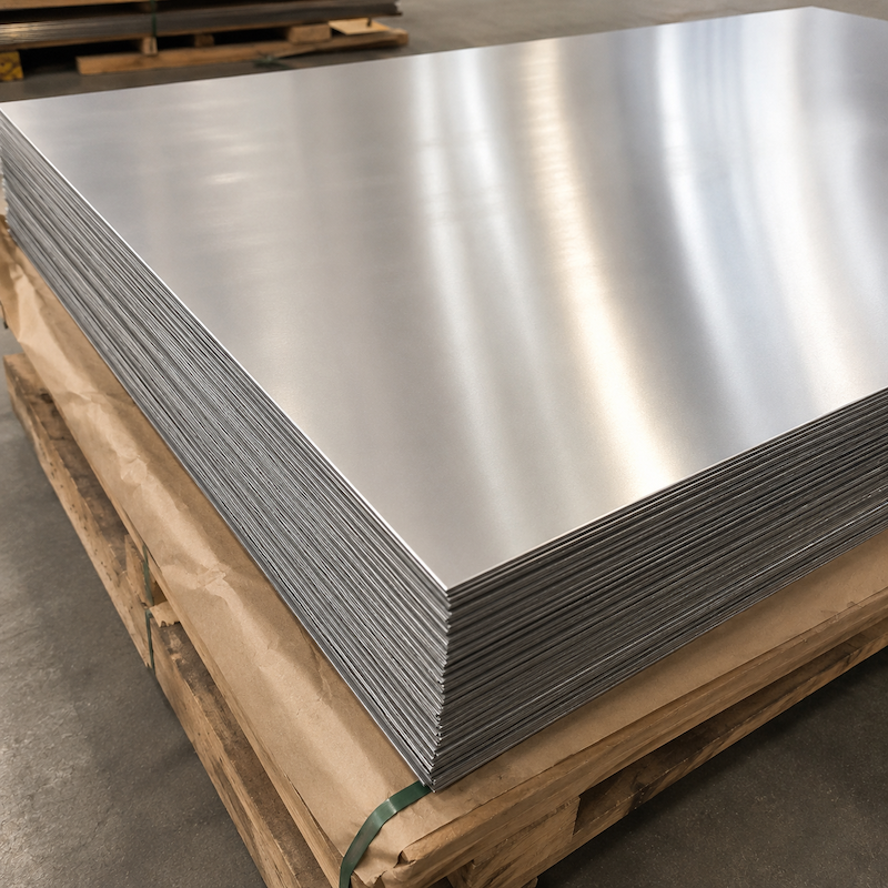 Stacked Nickel 201 plates showing surface and thickness reference