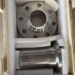 Titanium flange and machined part in export crate with foam protection