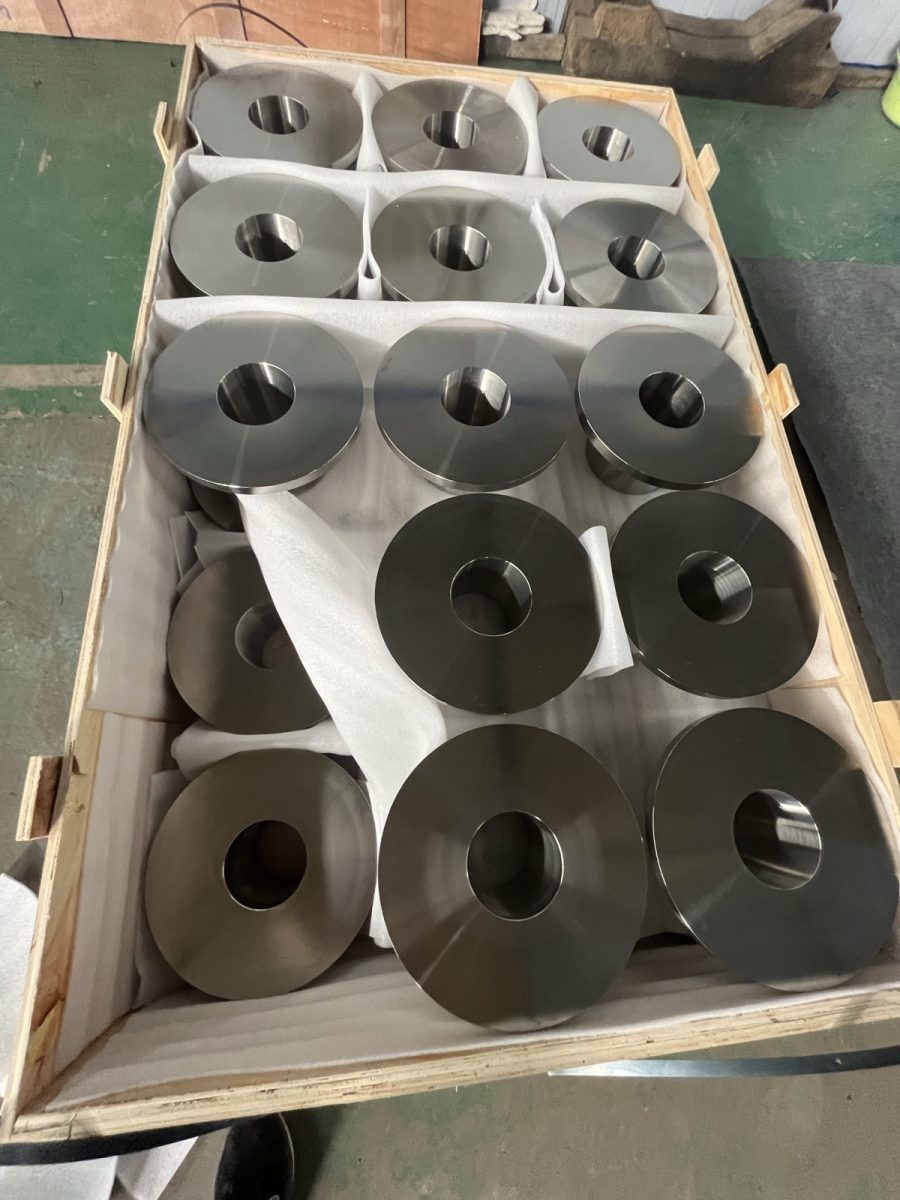 Forged titanium rings foam-packed for export shipment