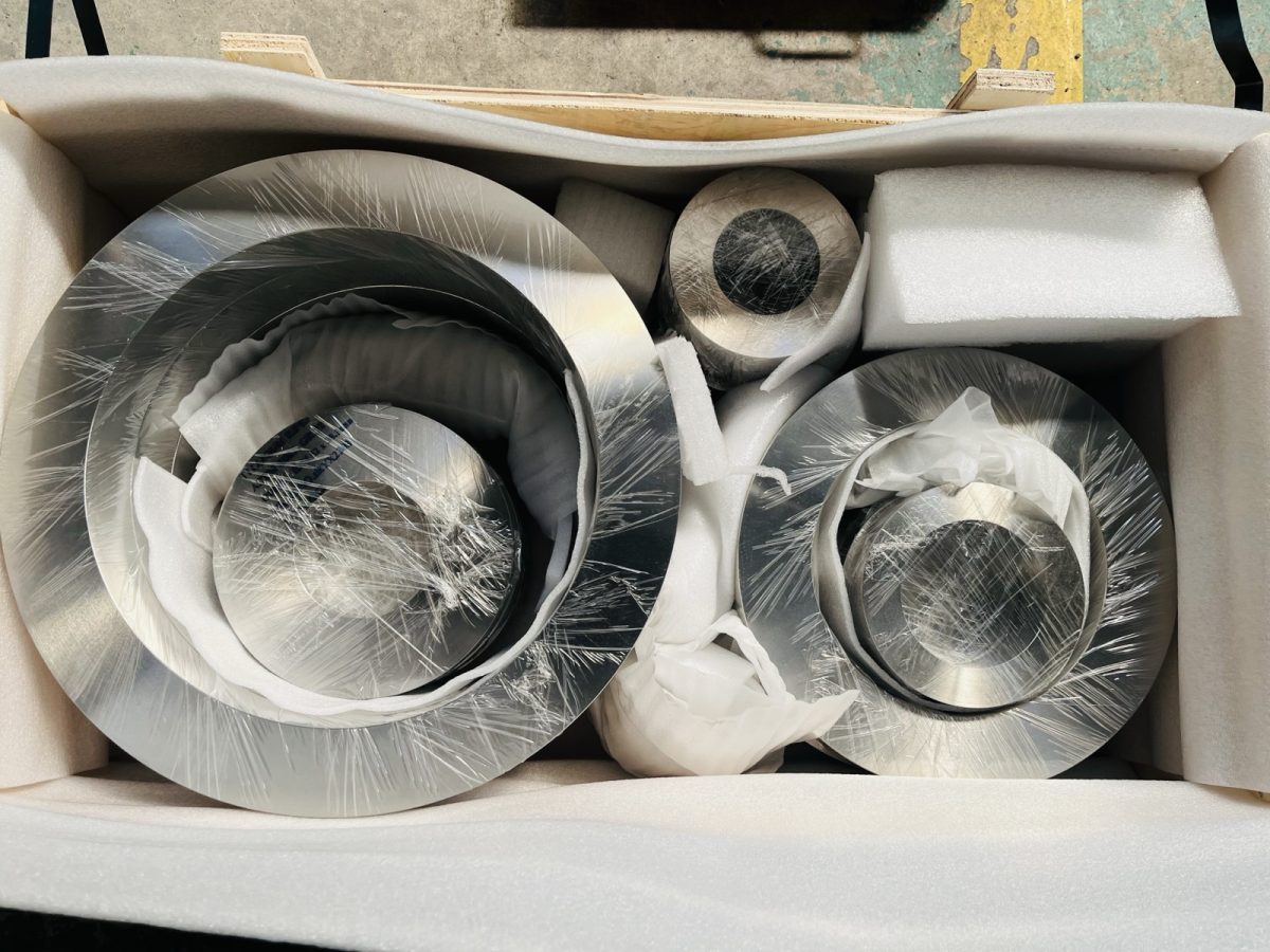 Titanium forgings packed for export shipment
