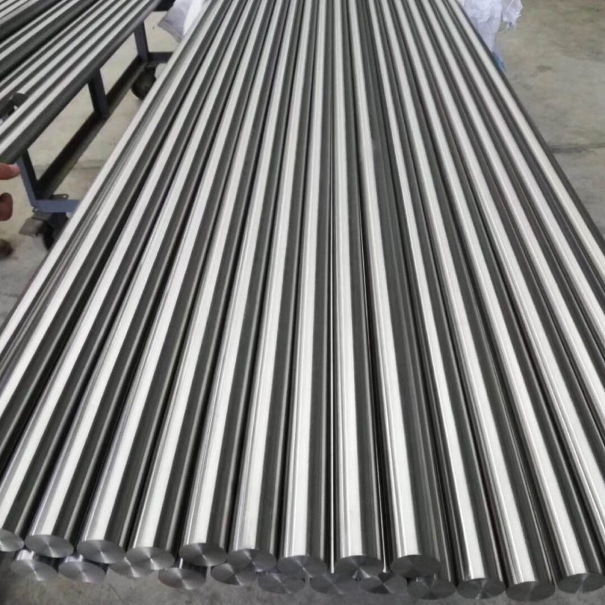Titanium round bar stock at the facility