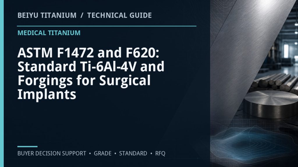 Technical guide cover: ASTM F1472 and F620: Standard Ti-6Al-4V and Forgings for Surgical Implants