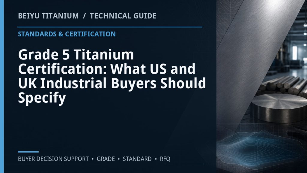 Technical guide cover: Grade 5 Titanium Certification: What US and UK Industrial Buyers Should Specify