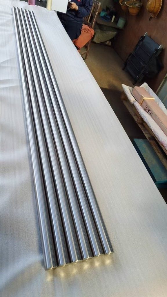 Precision ground and polished titanium bar before packing