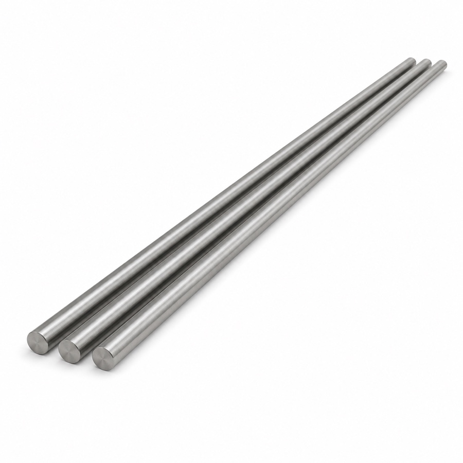 Three long slender titanium round bars for ASTM B348 and AMS 4928 supply