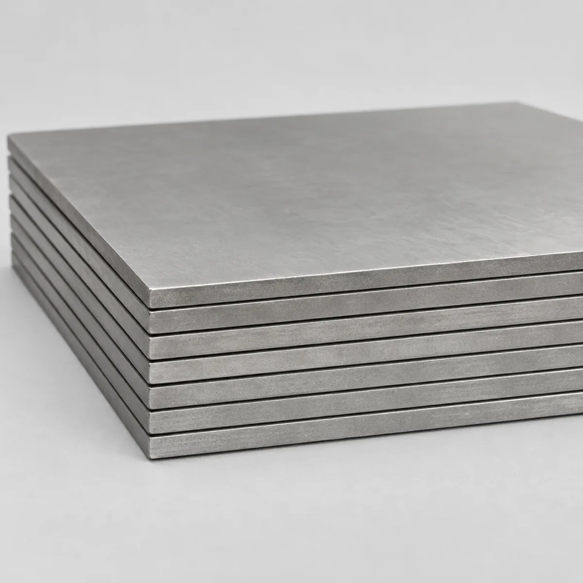 Stack of beta titanium alloy sheet, illustrative studio image of the product form
